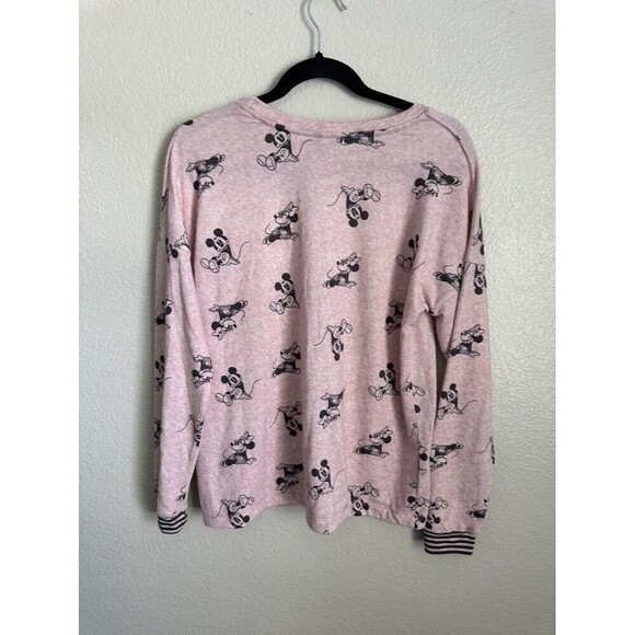 Disney Shirt Womens Small Mickey Minnie Mouse Long Sleeve Pullover Pajama Cute - Picture 5 of 5